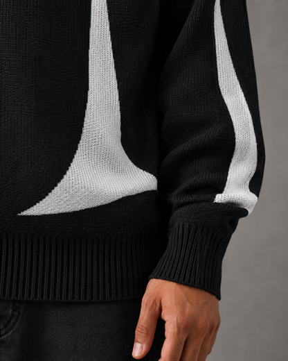Men's Graphic Knit Sweater - Crew Neck Streetwear Pullover