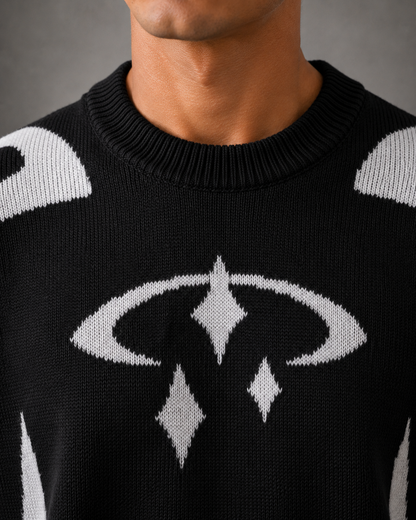 Men's Graphic Knit Sweater - Crew Neck Streetwear Pullover