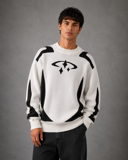 Men's Graphic Knit Sweater - Crew Neck Streetwear Pullover