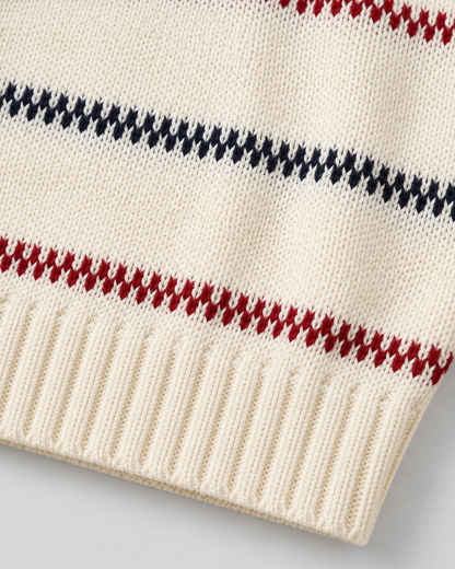 Men's Striped Knit Sweater - Crew Neck Relaxed Fit