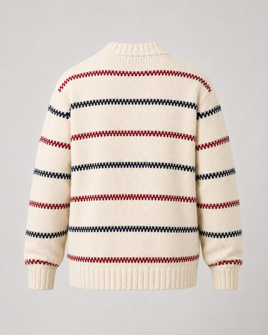 Men's Striped Knit Sweater - Crew Neck Relaxed Fit