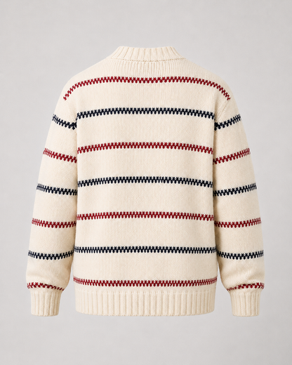 Men's Striped Knit Sweater - Crew Neck Relaxed Fit