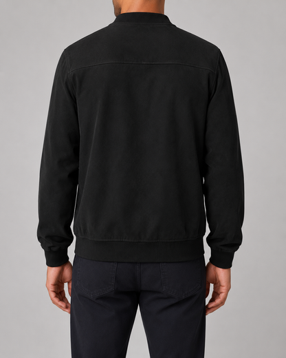 Men's Suede Bomber Jacket - Zip Up Casual Fit