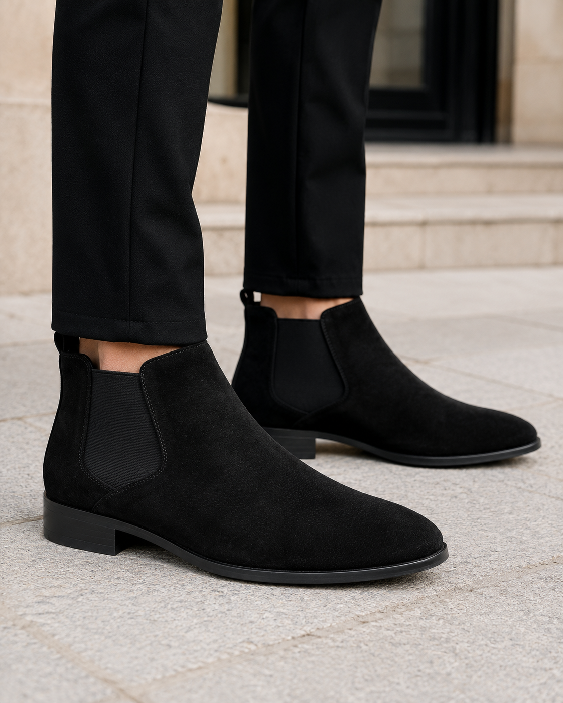 Men's Suede Chelsea Boots - Slip On Ankle Boots Classic Style