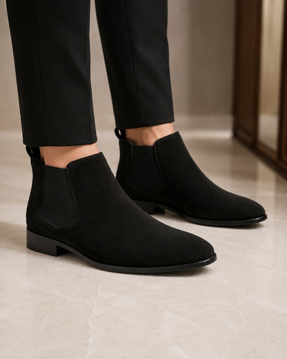Men's Suede Chelsea Boots - Slip On Ankle Boots Classic Style