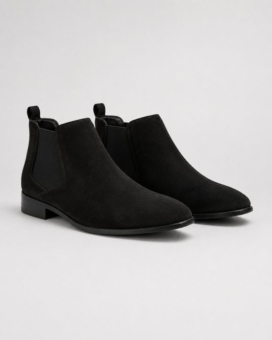 Men's Suede Chelsea Boots - Slip On Ankle Boots Classic Style