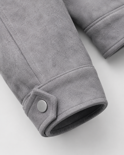 Men's Suede Jacket - Utility Zip Up Relaxed Fit