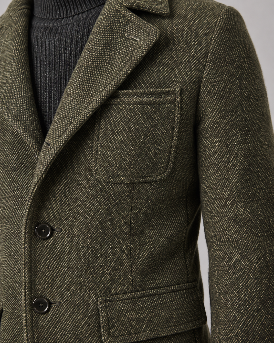 Men's Wool Blazer - Textured Notch Lapel Tailored Fit