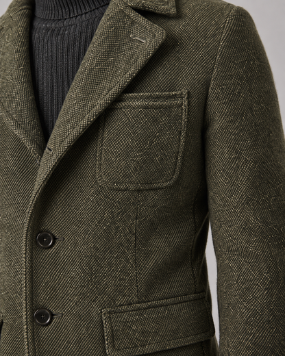 Men's Wool Blazer - Textured Notch Lapel Tailored Fit