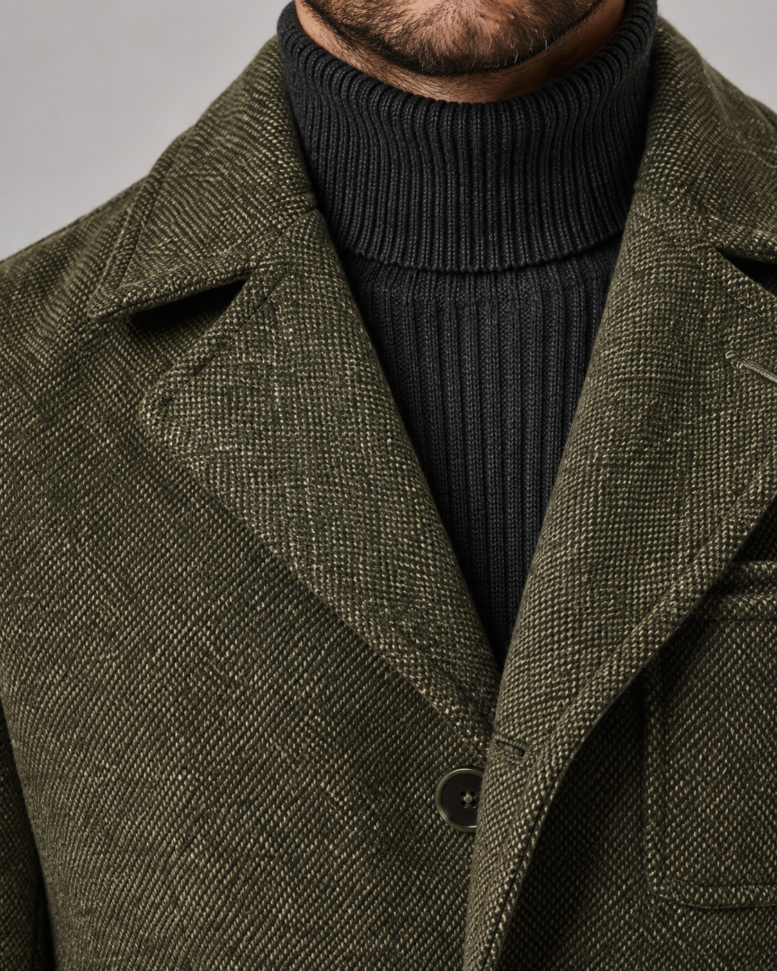 Men's Wool Blazer - Textured Notch Lapel Tailored Fit