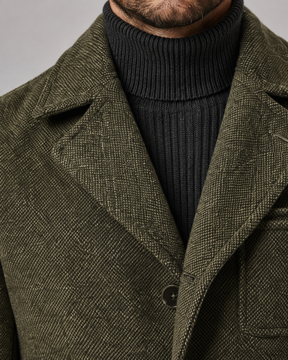 Men's Wool Blazer - Textured Notch Lapel Tailored Fit
