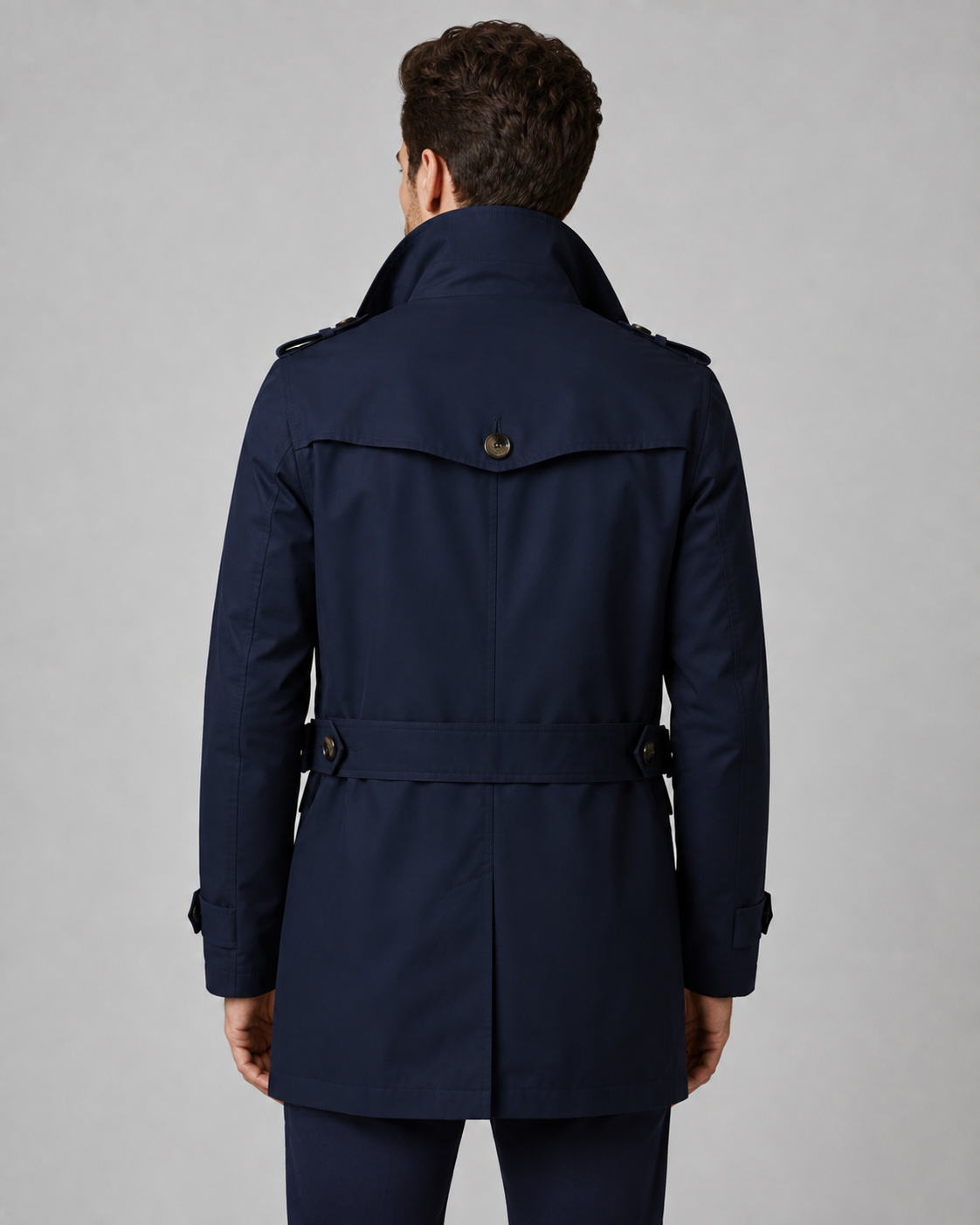 Men's Trench Coat - Button Front Epaulette Detail