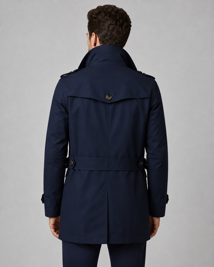 Men's Trench Coat - Button Front Epaulette Detail