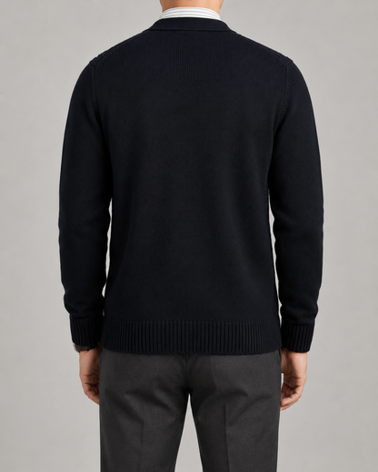 Men's Cable Knit Cardigan Sweater - V Neck Button Front