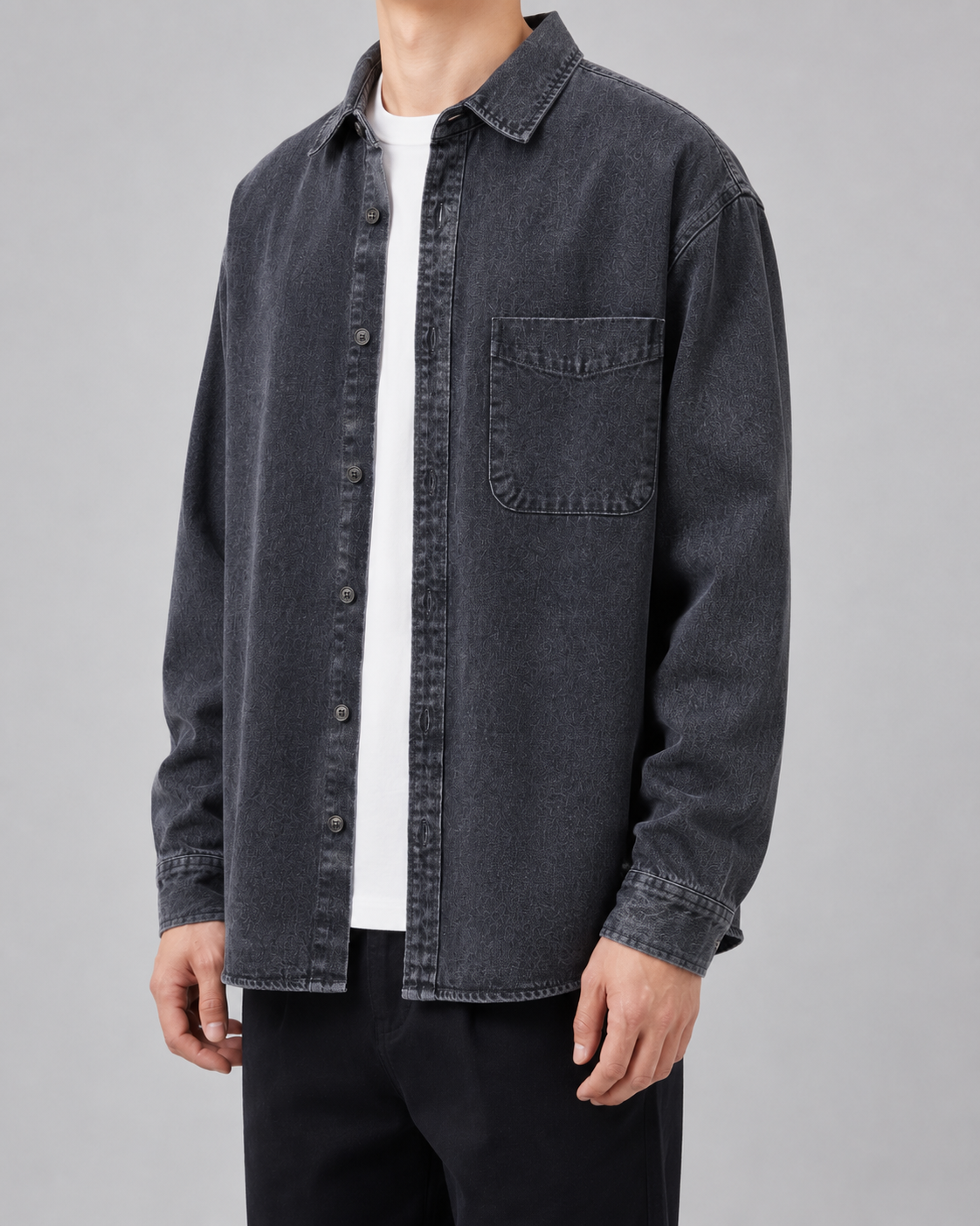 Men's Denim Shirt Jacket - Washed Relaxed Fit