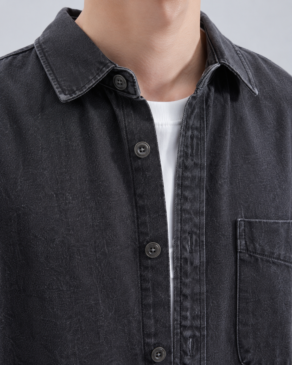 Men's Denim Shirt Jacket - Washed Relaxed Fit