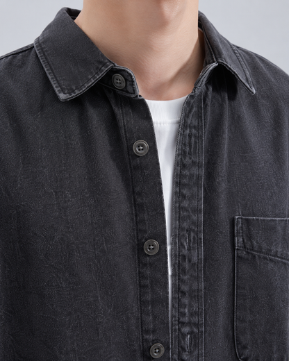 Men's Denim Shirt Jacket - Washed Relaxed Fit