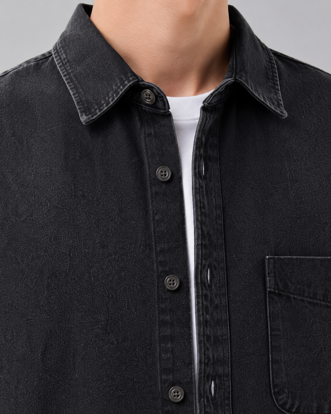 Men's Denim Shirt Jacket - Washed Relaxed Fit