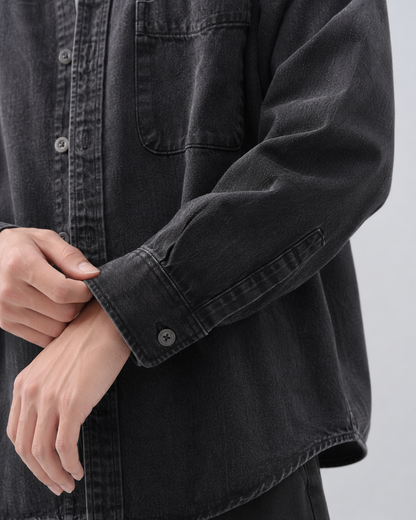 Men's Denim Shirt Jacket - Washed Relaxed Fit