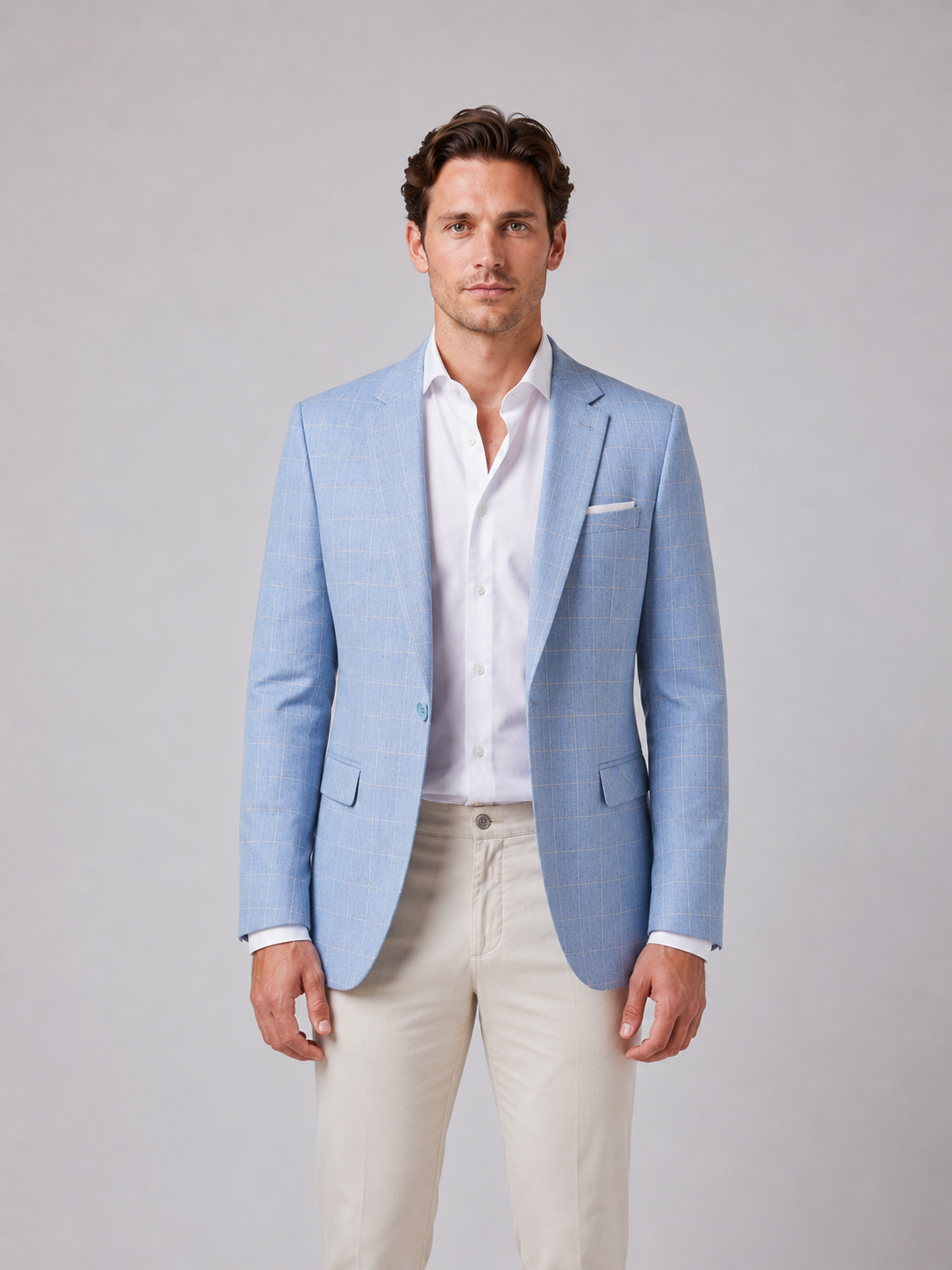 Men's Check Blazer - Windowpane Tailored Fit