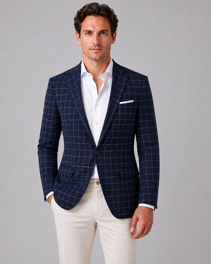 Men's Check Blazer - Windowpane Tailored Fit