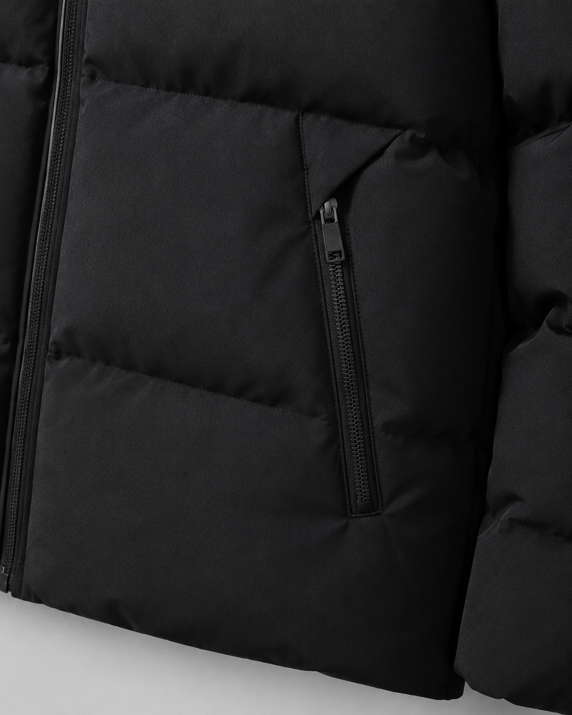Men's Puffer Jacket - Hooded Zip Pockets