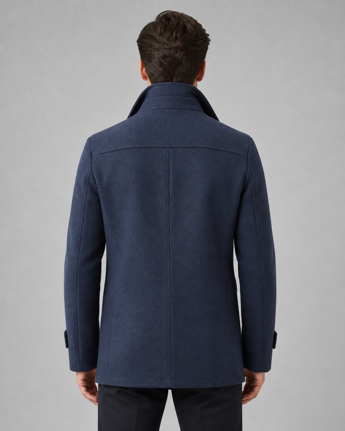 Men's Wool Coat - Funnel Neck Zip Insert Tailored Fit