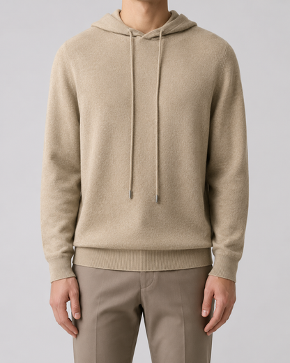 Men's Wool Hoodie - Knit Pullover Sweater