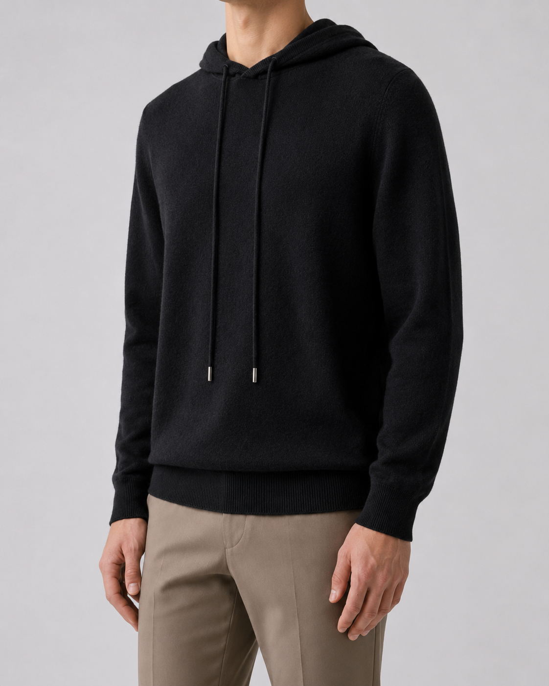 Men's Wool Hoodie - Knit Pullover Sweater