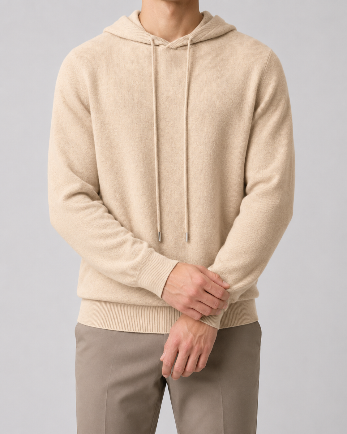 Men's Wool Hoodie - Knit Pullover Sweater