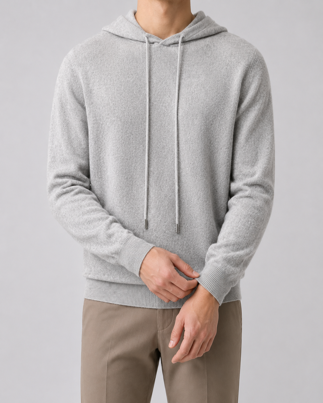 Men's Wool Hoodie - Knit Pullover Sweater