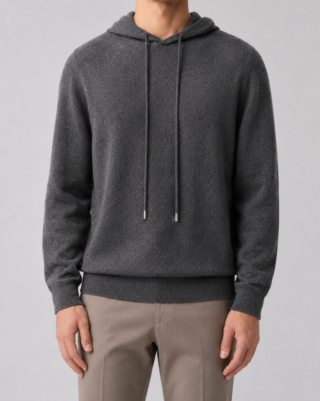 Men's Wool Hoodie - Knit Pullover Sweater