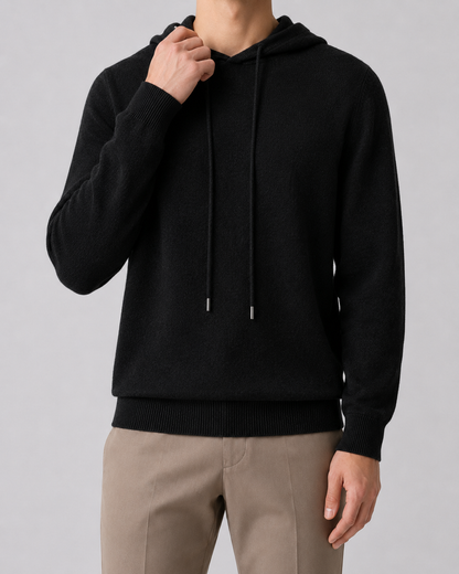 Men's Wool Hoodie - Knit Pullover Sweater