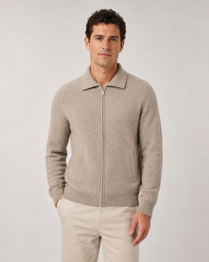Men's Wool Sweater - Full Zip Knit Pullover