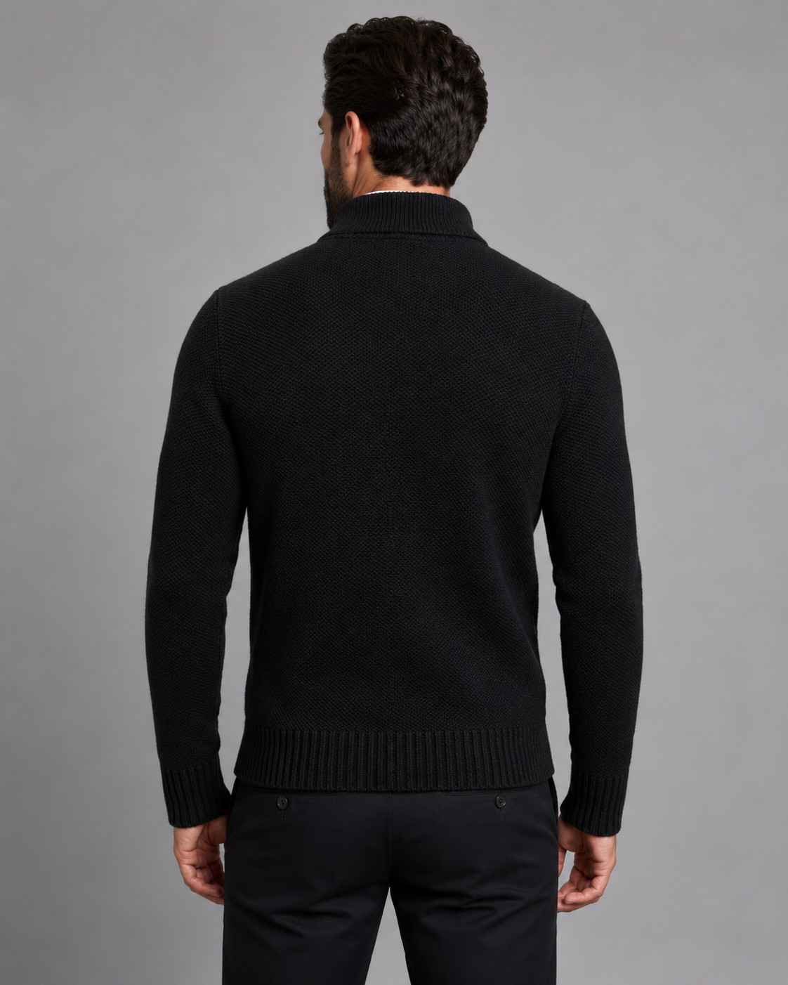 Men's Zip Up Sweater - Textured Knit Funnel Neck Pullover