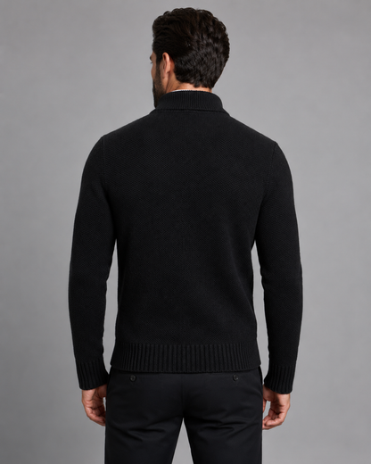 Men's Zip Up Sweater - Textured Knit Funnel Neck Pullover