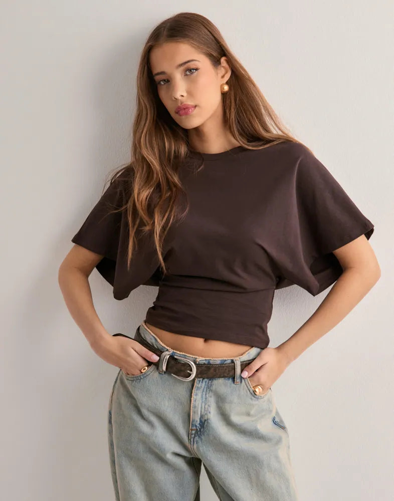 Delavyn | Women's Fitted T-Shirt with Trendy Flared Sleeve Design