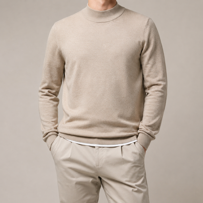 Men's Mock Neck Sweater - Knit Casual Pullover