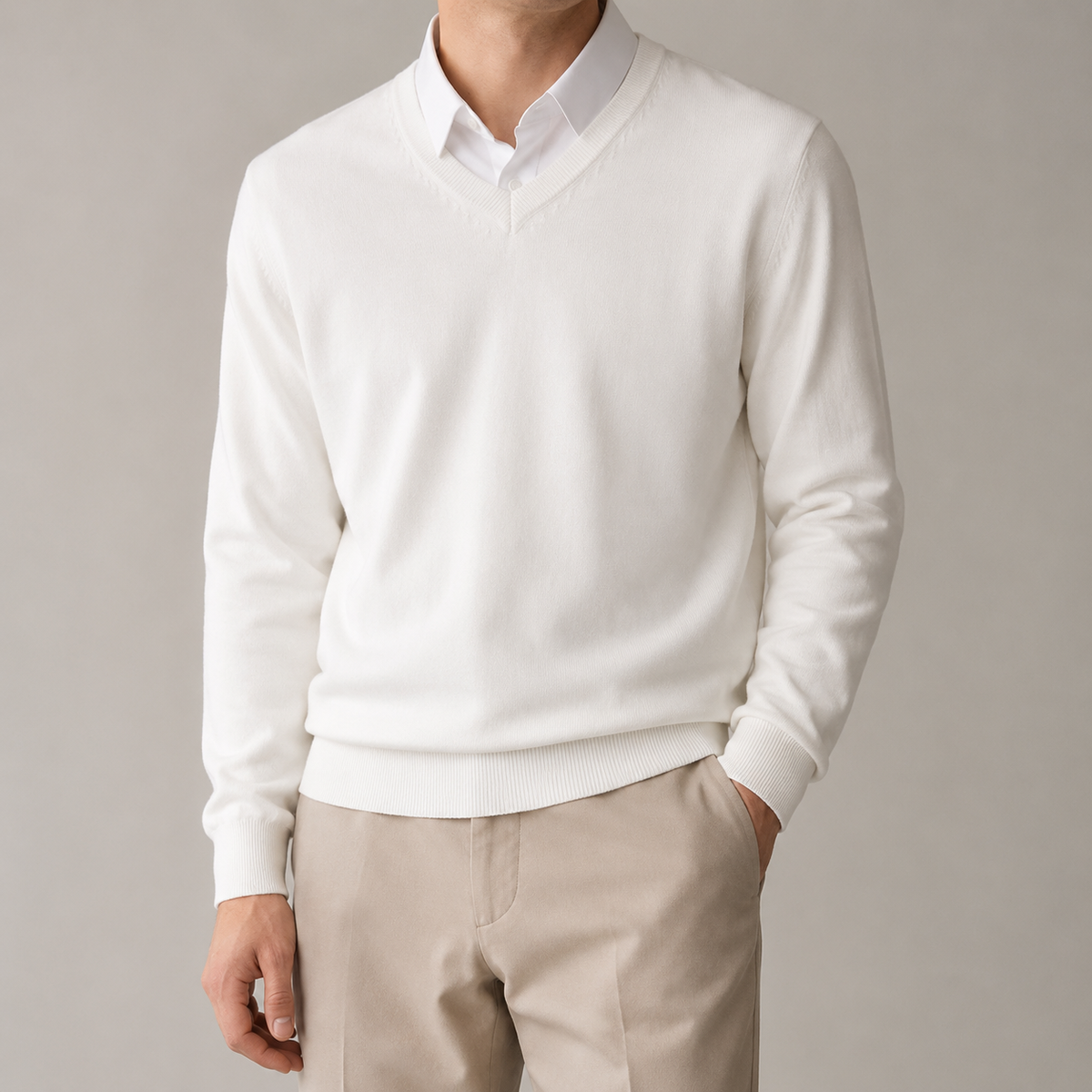 Men's V Neck Sweater - Knit Casual Pullover