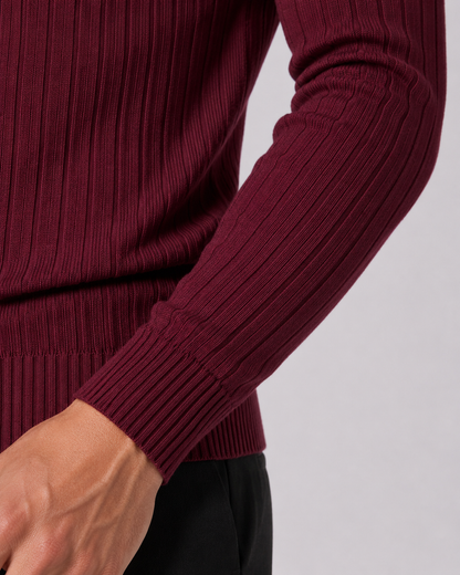 Men's Turtleneck Sweater - Ribbed Knit Slim Fit Long Sleeve