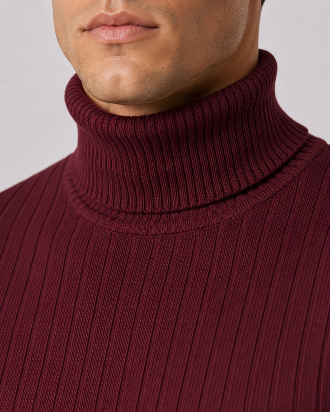 Men's Turtleneck Sweater - Ribbed Knit Slim Fit Long Sleeve
