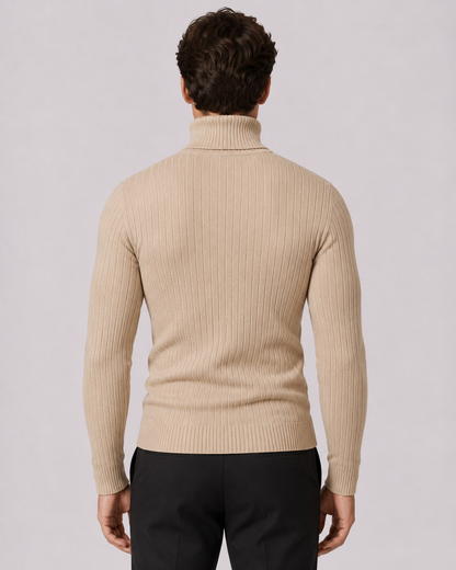 Men's Turtleneck Sweater - Ribbed Knit Slim Fit Long Sleeve