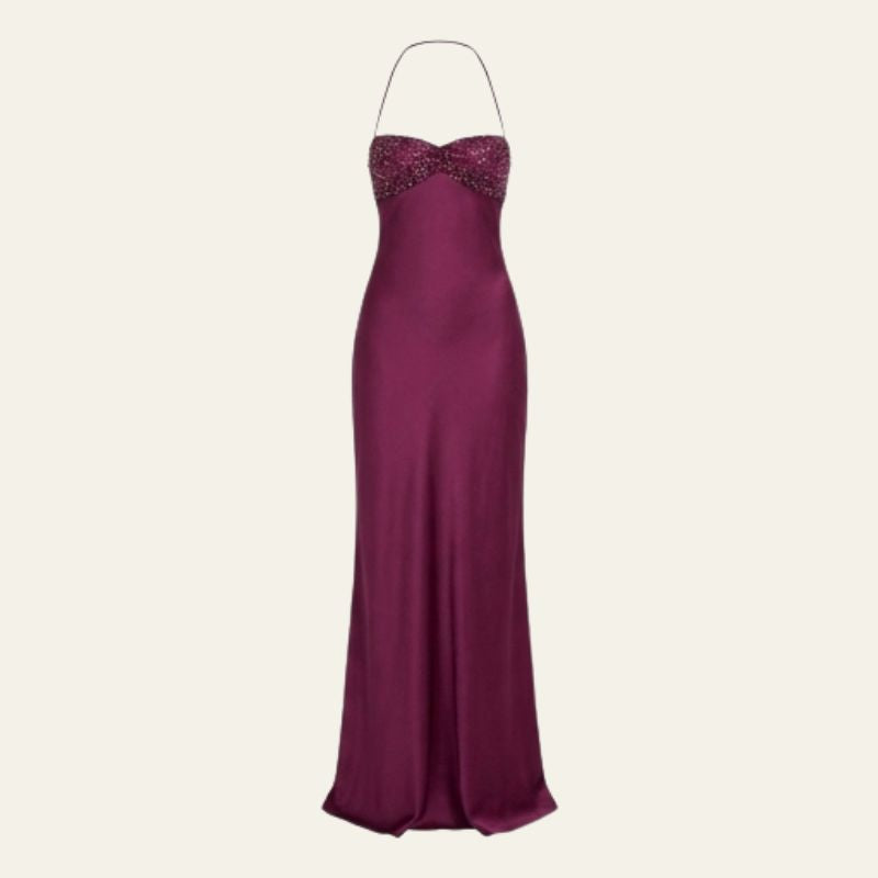 Nadia | Women's Wedding Guest Satin Maxi Dress for Formal Occasion
