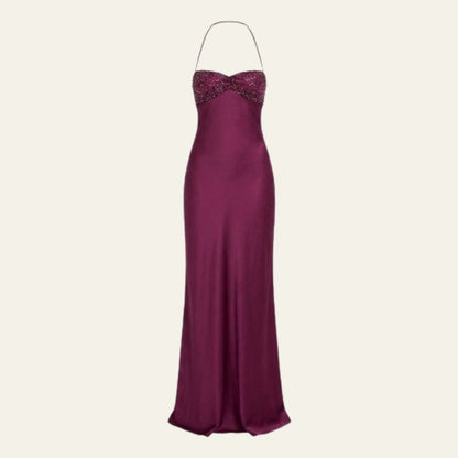 Nadia | Women's Wedding Guest Satin Maxi Dress for Formal Occasion