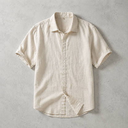 Men's Linen Shirt - Short Sleeve Casual Button Down