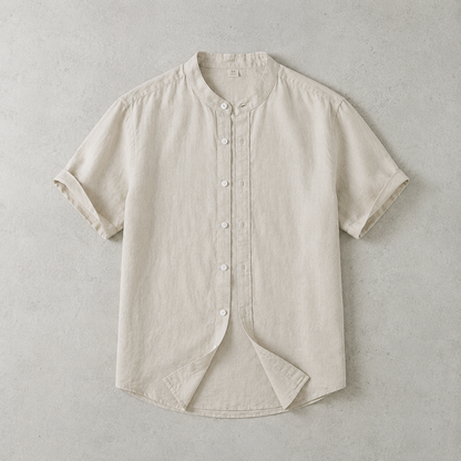 Men's Linen Shirt - Short Sleeve Casual Button Down