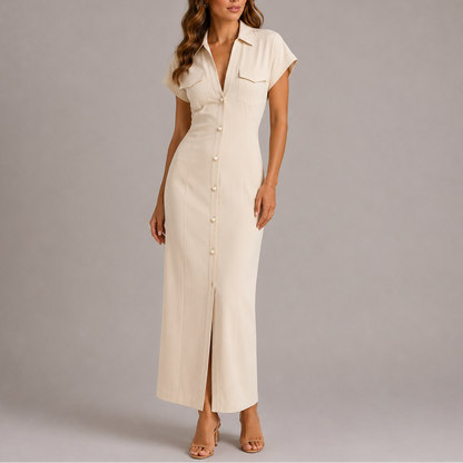 Nevaessa | Denim Tailored Wedding Guest Dress Women Elegant Style