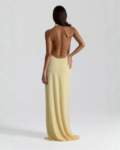 Nicoletta | Halter Backless Wedding Guest Maxi Dress Elegant Look
