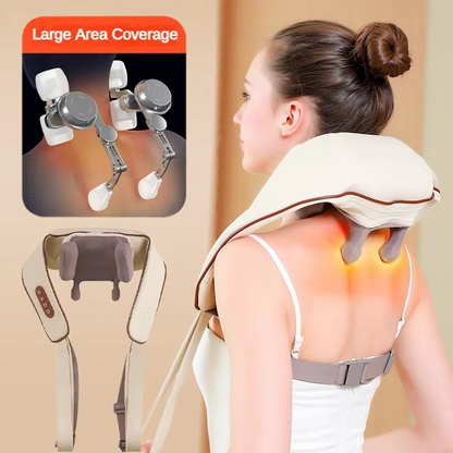 Shiatsu Neck and Shoulder Massager with Deep Kneading Nodes and Heat Function