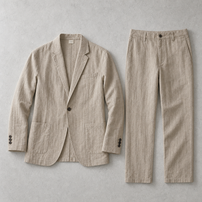 Men's Linen Suit Set - Blazer and Trousers